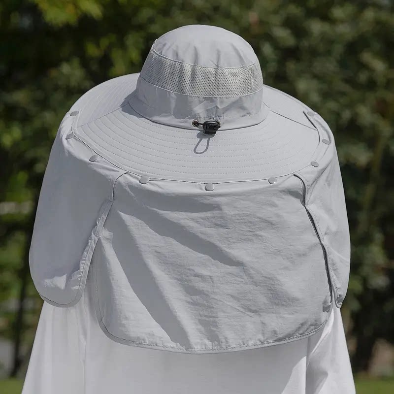 一体防晒帽子女2024新款夏季户外采茶遮脸太阳帽大帽檐骑车遮阳帽