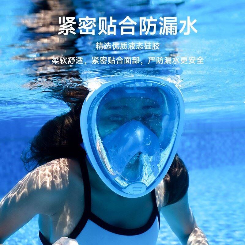 游泳潜水面罩浮潜面罩防雾潜水镜全脸水下呼吸管全干式专业装备