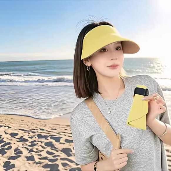 无痕空顶防紫外线防晒帽太阳遮阳2025新款儿童女士大帽檐凉帽帽子