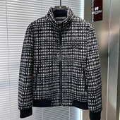 千鸟格立领羽绒服男短款 拉链外套黑白经典 款 欧货新款 冬季 保暖上衣