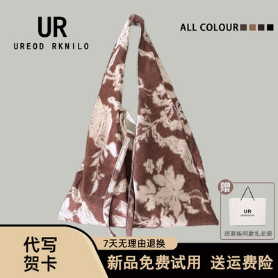 灯芯绒面休闲花朵单肩帆布包