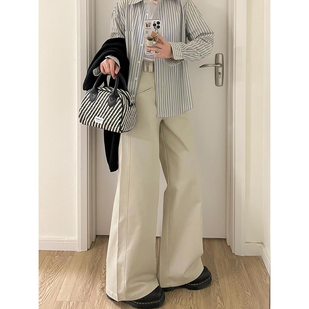 美计式筒工装裤阔女夏季新款胖妹妹m直m设感高腰AQN宽松显瘦腿休