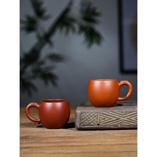 小号紫砂茶杯带把主人杯纯手工朱泥品茗杯功夫茶具杯子宜兴紫砂杯