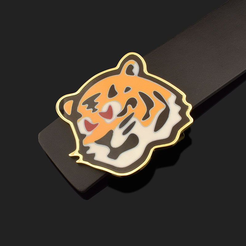 个性时尚老虎头平滑扣皮带男士真皮腰带男韩版潮流霸气休闲西裤带