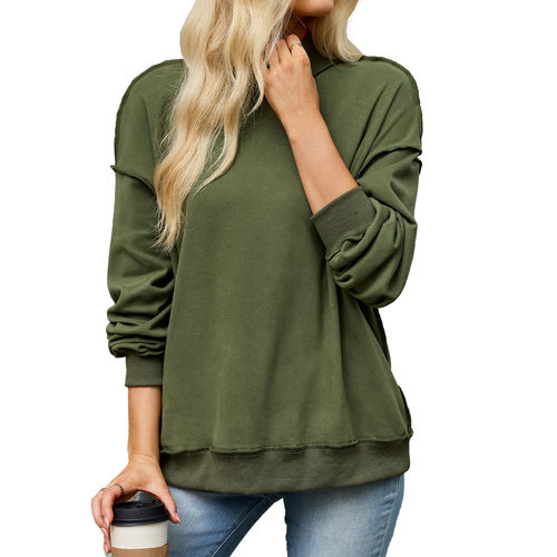 Women's Half-Long Sleeve Pullover Hoodie 半高领长袖卫衣女