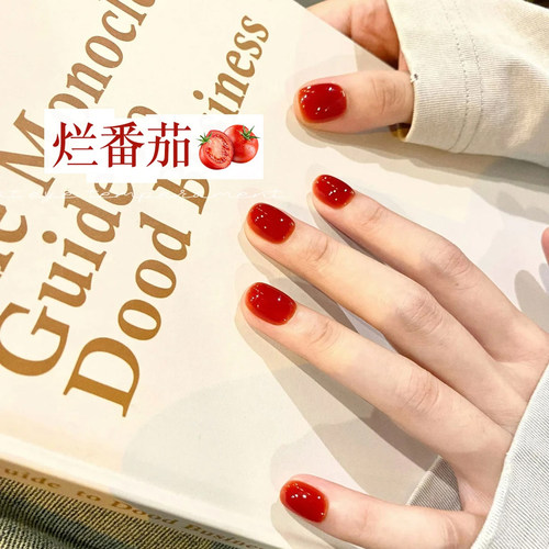 春夏显白烂番茄红色美甲甲油胶