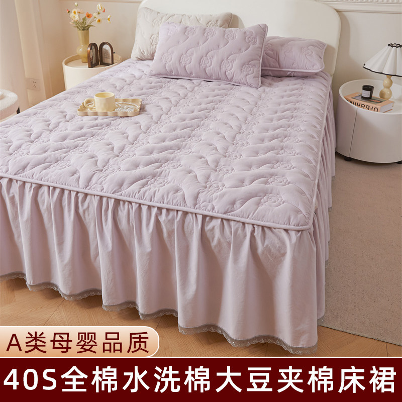 高端全棉A类夹棉床裙加厚图片