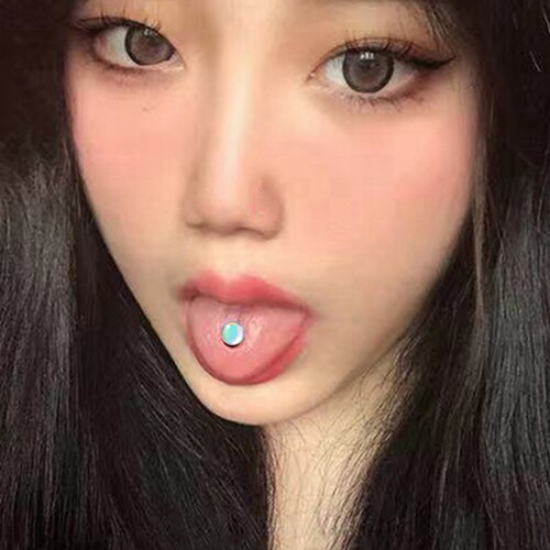 渐变色爆闪平底舌钉可喝酒