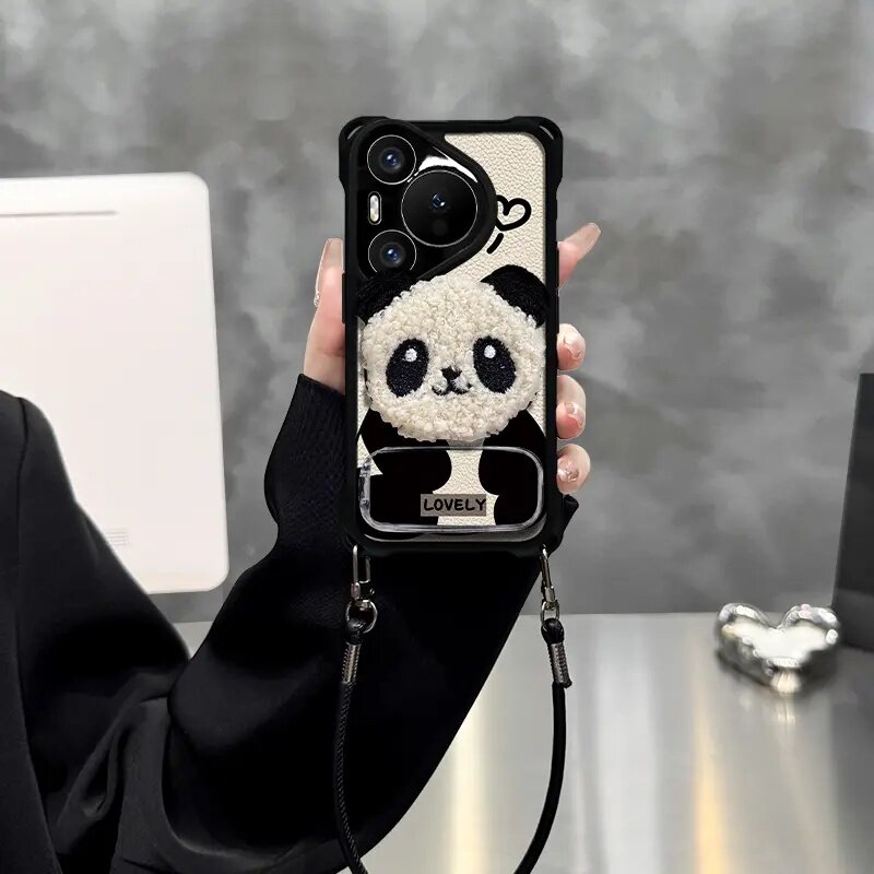 熊猫四角挂绳皮纹壳适用华为pura70pro手机壳新款2025网红爆款pura70全包防摔70pro+女款带支架巨好看保护套,3C数码配件,手机保护套/壳,淘宝优惠券,粉丝福利购,淘宝优惠卷