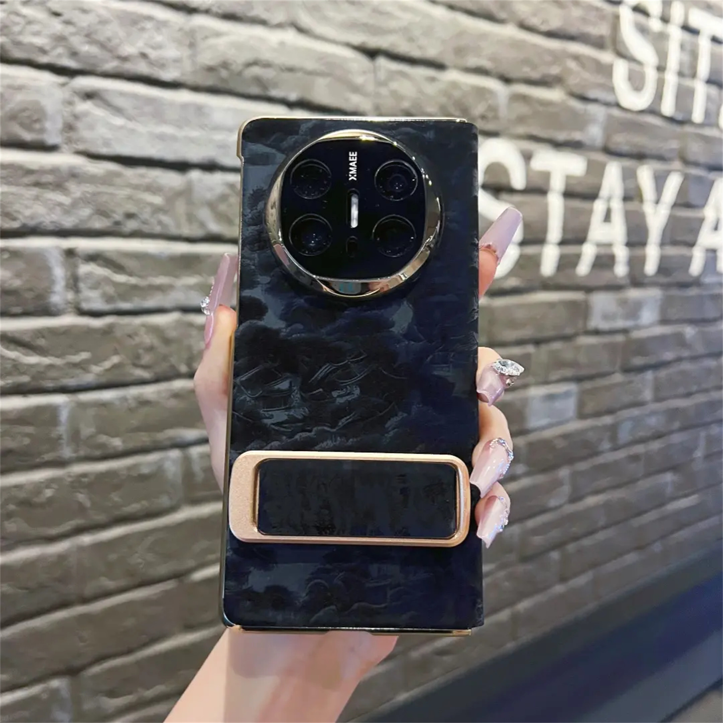 腕带旋转支架适用华为matex6手机壳新款x5/3折叠细闪轻奢翻盖皮套
