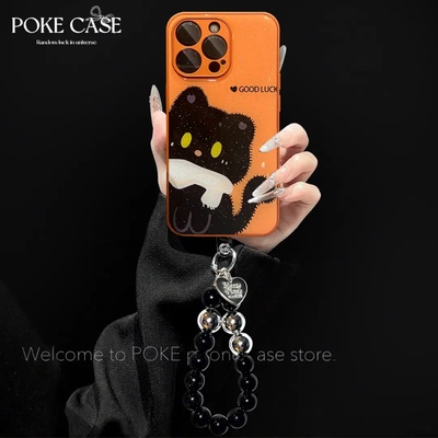 可爱小猫金属漆橙色水凝壳