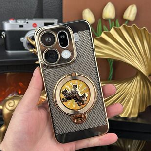 新年小马陀螺支架适用oppofindx9手机壳findx8pro新款系列轻薄散热保护套reno15新品情侣电镀网格高端外壳