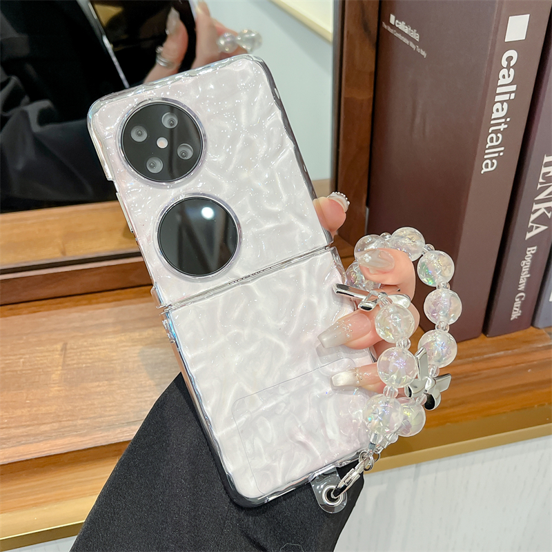 透明水波纹适用华为pocket2手机壳新款高级感p50pocket折叠屏全包防摔保护套pockets宝盒带挂绳女款简约外壳