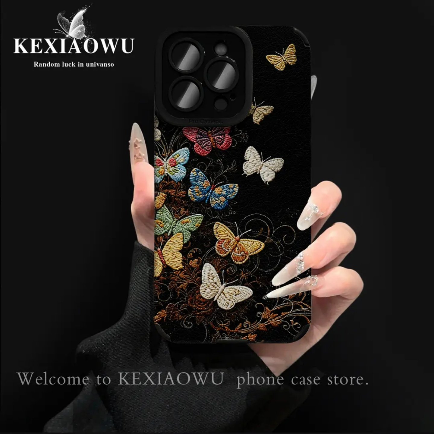 轻奢瞳眼复古蝴蝶适用苹果/华为荣耀/oppo/vivo/小米手机壳新款超火17promax全包防摔女款带手链巨好看保护套