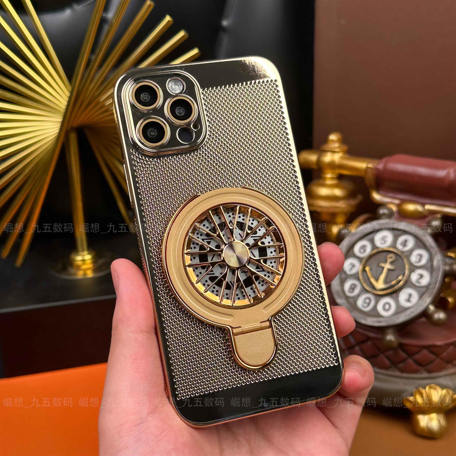 【五金支架+自带镜头膜】适用苹果11promax手机壳新款iphone12pro电镀散热全包防摔13/14爆款15/16男款保护套