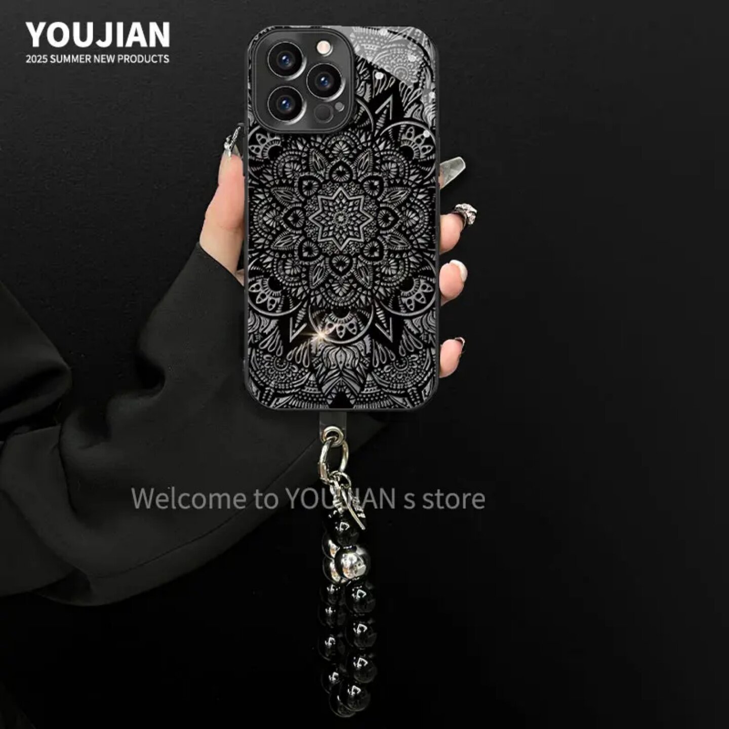 ins风轻奢感黑暗图腾适用苹果/华为荣耀/oppo/vivo/小米手机壳新款17promax电镀玻璃pura70创意防摔女款外壳