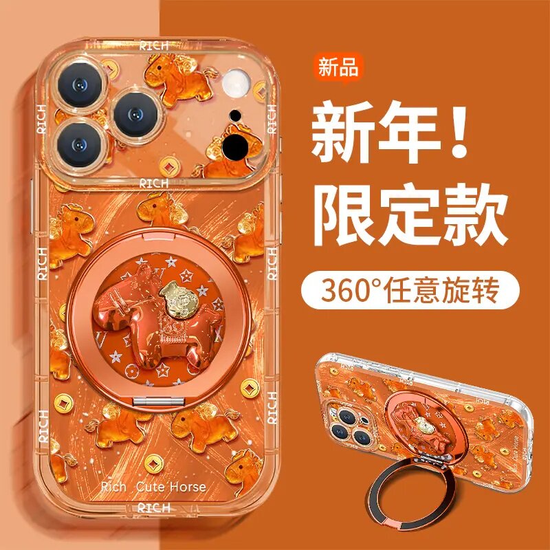金币小马羽纱奶油壳适用苹果/华为/vivo/oppo/小米红米荣耀手机壳巨好看17马年爆款16promax保护套卡通15外壳
