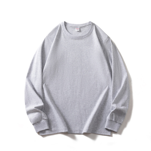 T恤大号宽松休闲打底衫 长袖 300斤肥佬纯棉秋衣纯色薄款 胖子加大码