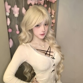 假发全头套女Lolita齐刘海长卷发白金色大波浪氛围感整顶仿真发丝