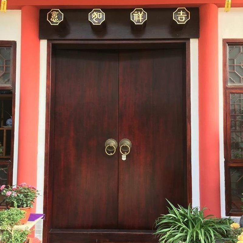 庭院门实木海棠木仿古大门中式别墅木门农村双开门老式门进户门