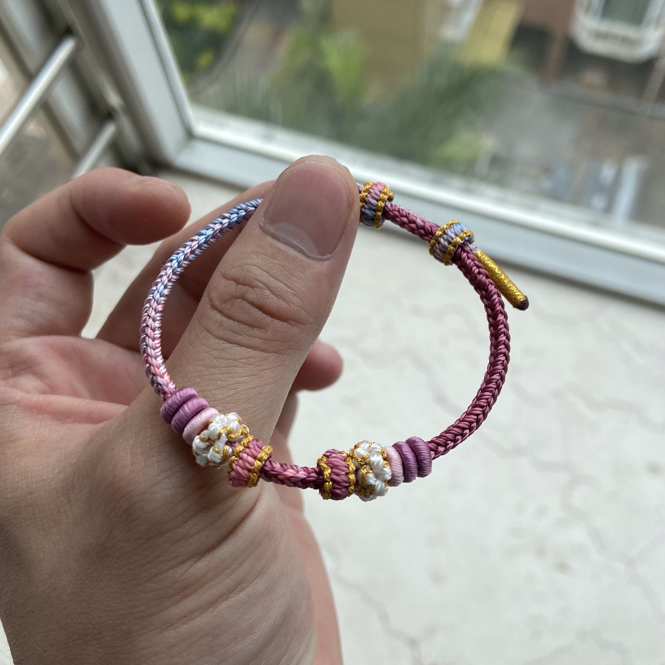 纯手工编织乌梅子酱桃花手绳di手链