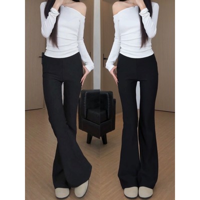 微喇西装裤女2025新款春秋小个子休闲高腰显瘦夏季垂感喇叭马蹄裤