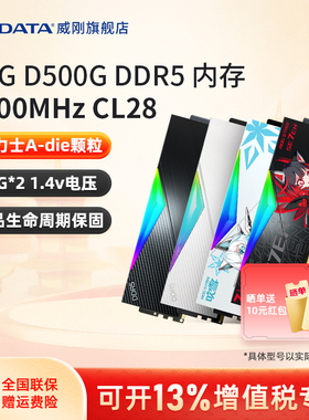 威刚XPG D500G DDR5内存条6000 CL28时序台式机电脑32G*2套装64G