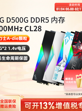 威刚XPG D500G DDR5内存条6000 CL28时序台式机电脑32G*2套装64G