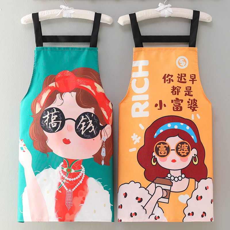 圍裙廚房家用定制logo防水防油網紅工作男女餐飲專用做飯罩衣新款_鎏哲旗艦店_家庭/個人清潔工具
