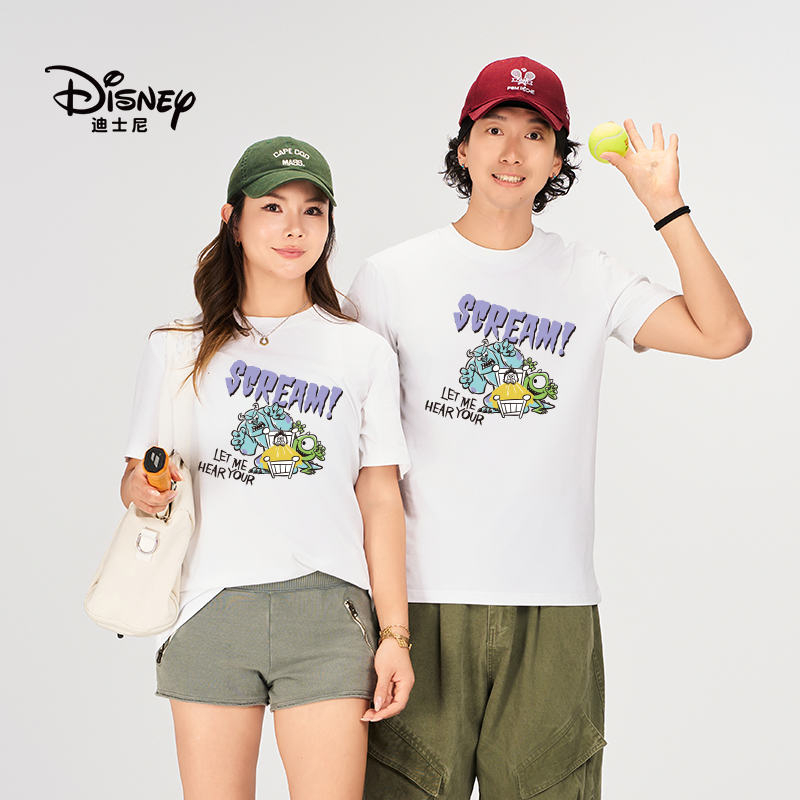 SOSOLULUDisney联名皮克斯玩具总动员系列字母大眼仔蓝毛怪印花T