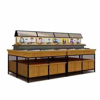 速发展示柜木纹免漆生态板岛柜中展柜店y货架柜列陈台定