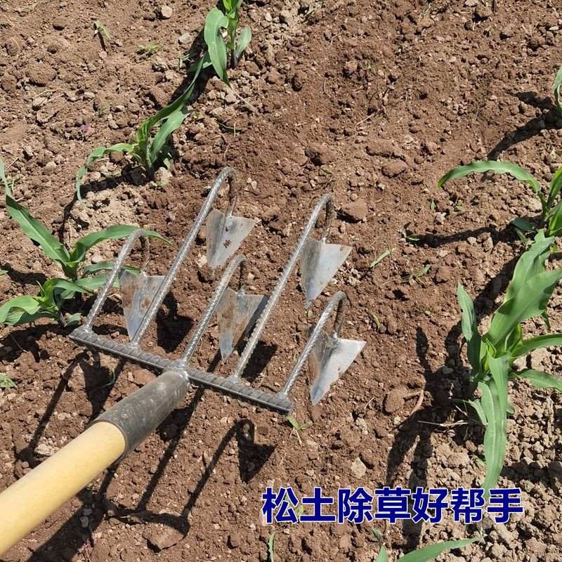 农用工具松土除草平地翻地耙子锄头三齿四齿种菜开荒种地除U草神