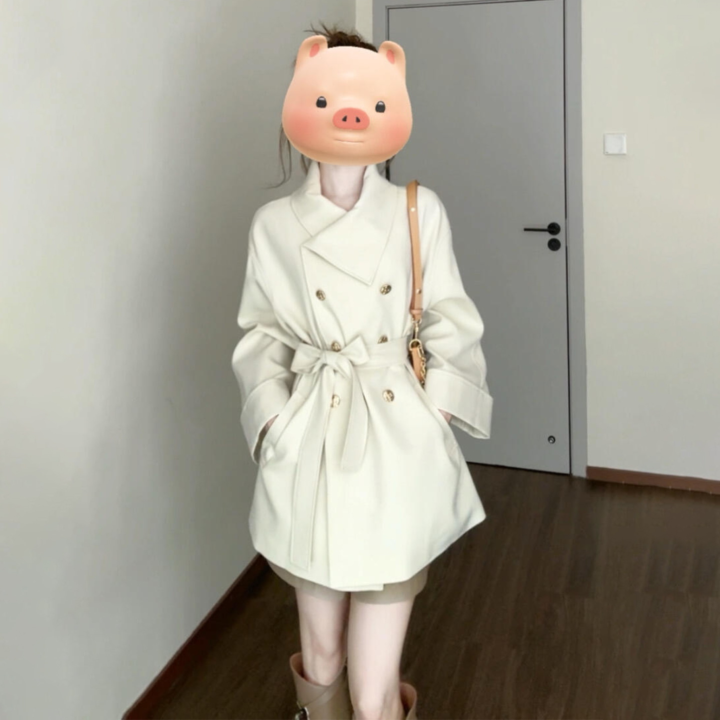 韩系早秋chic白色风衣外套女秋冬季2025新款小个子香风巨好看大衣