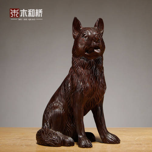 黑檀木雕狗摆件实木质动物雕刻十