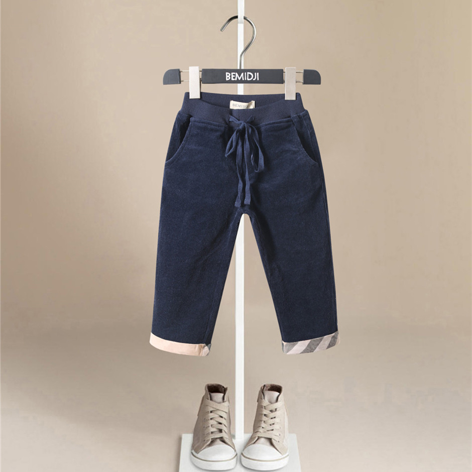 bemidji伯米吉童装春秋装男童宝宝洋气藏蓝色休闲长裤百搭学院风