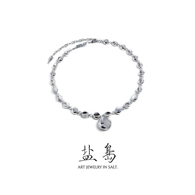 盐岛吉卦系列白玛瑙项链choker锁骨链颈链轻奢高级感气质