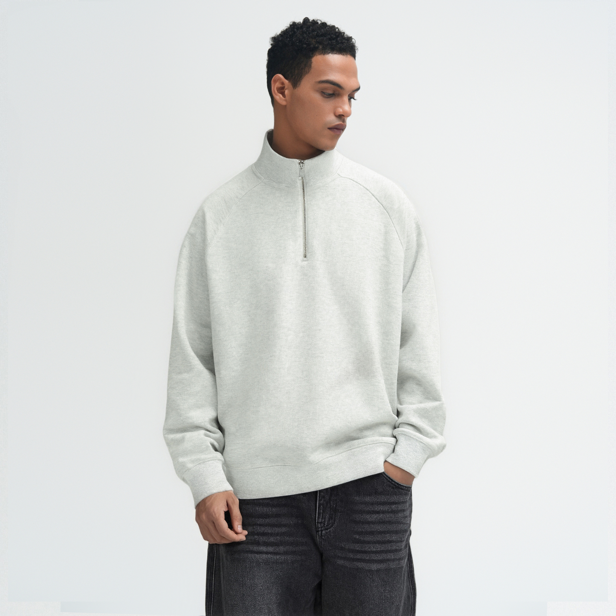 bdpowerup半拉链卫衣男高级感2025秋冬季套头立领宽松休闲打底衫