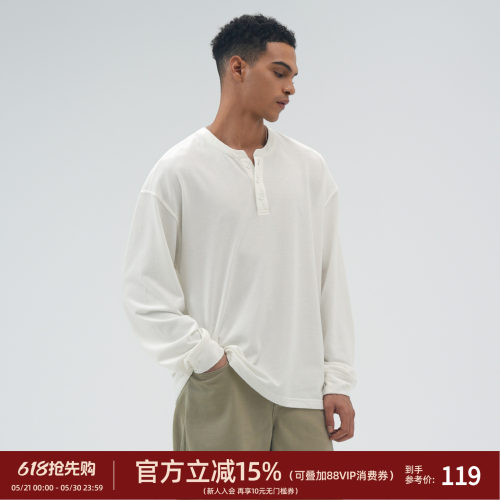 亨利领长袖t恤男简约休闲