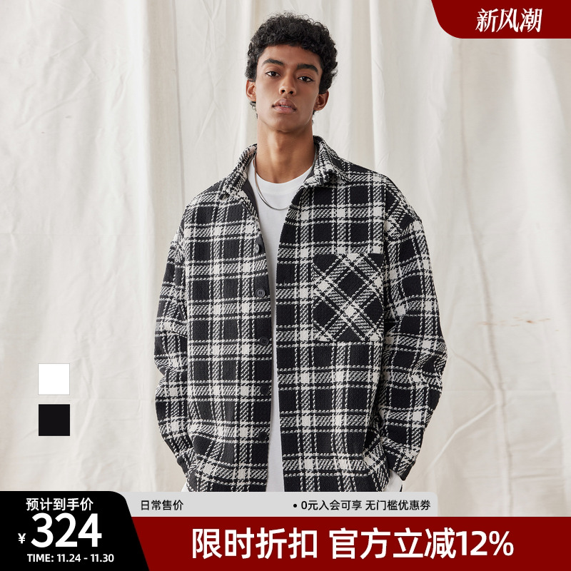 BD新款复古黑白格外套