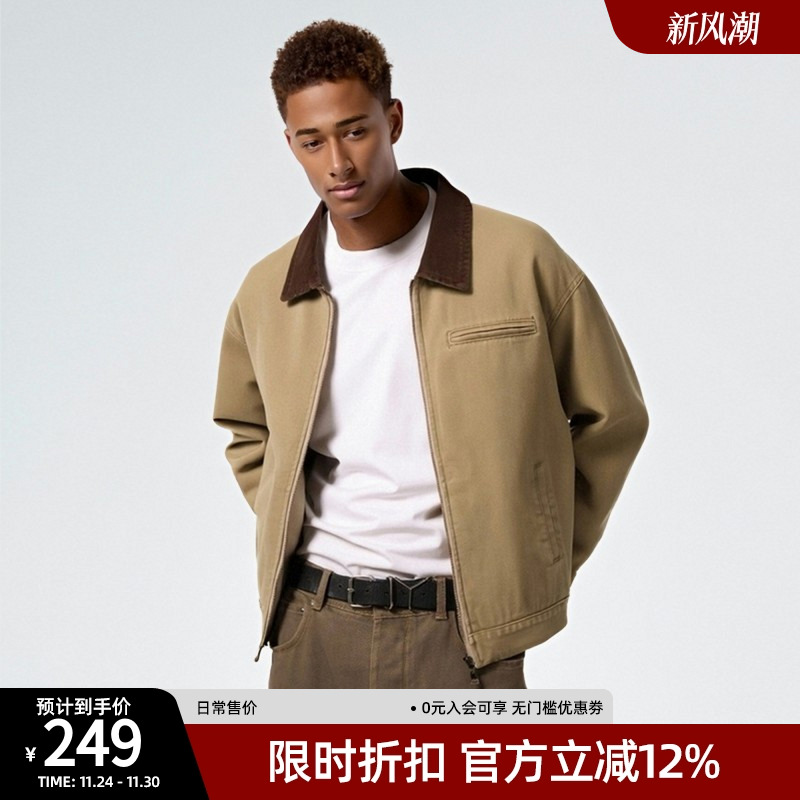 底特律洗水工装夹克巴恩风外套