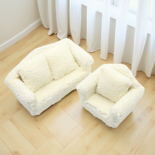 Dollhouse娃娃屋毛绒单人沙发带靠枕迷你客厅微缩OB11家具模型