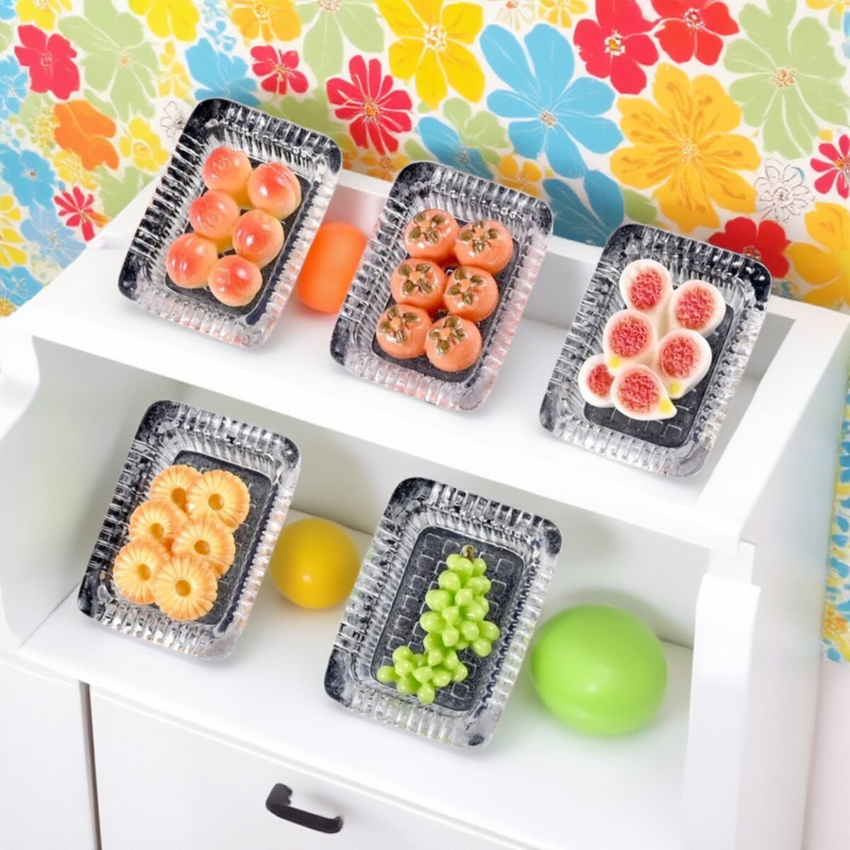 仿真微缩透明盒装水果盘葡萄