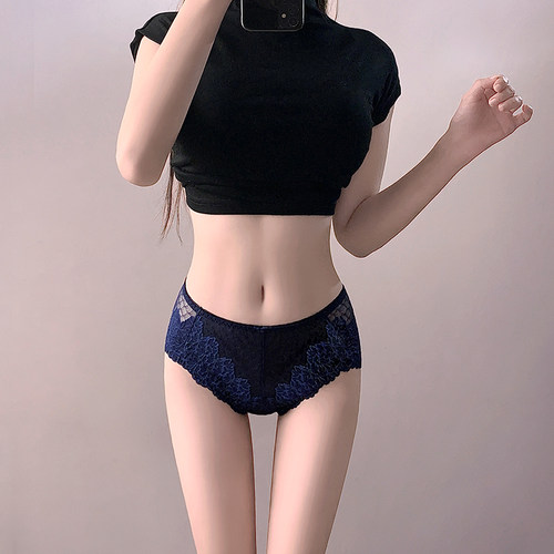 透气性感蕾丝女士内裤中高腰包臀