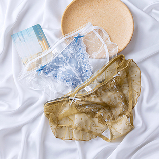 性感内裤 法式 女蕾丝中腰纯棉裆透明诱惑女士三角裤 5条19元