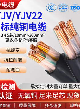 南洋ZC-YJV/YJV22国标铜芯电缆线1 2 3 4 5芯10 16 25 35 50 70平