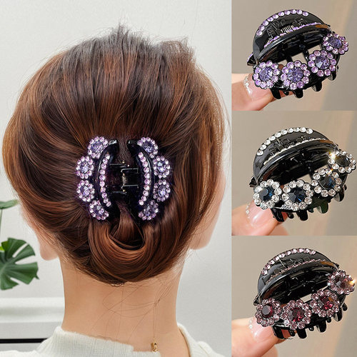 精致水钻花朵抓夹女2024新款