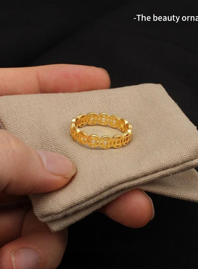 ins小众设计铜钱食指戒女中国风新年八方来财情侣对戒高级感戒指