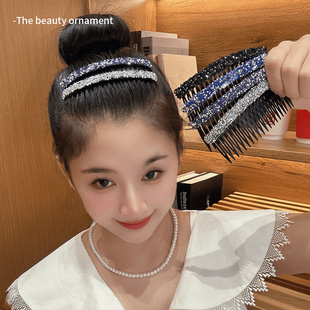 2024网红水钻倒插发梳女前额刘海发卡后脑勺碎发整理神器固定发夹