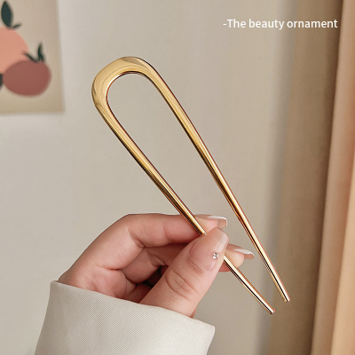 金属u型发簪大号新中式古风女高级感日常丸子头u形夹盘发神器发钗