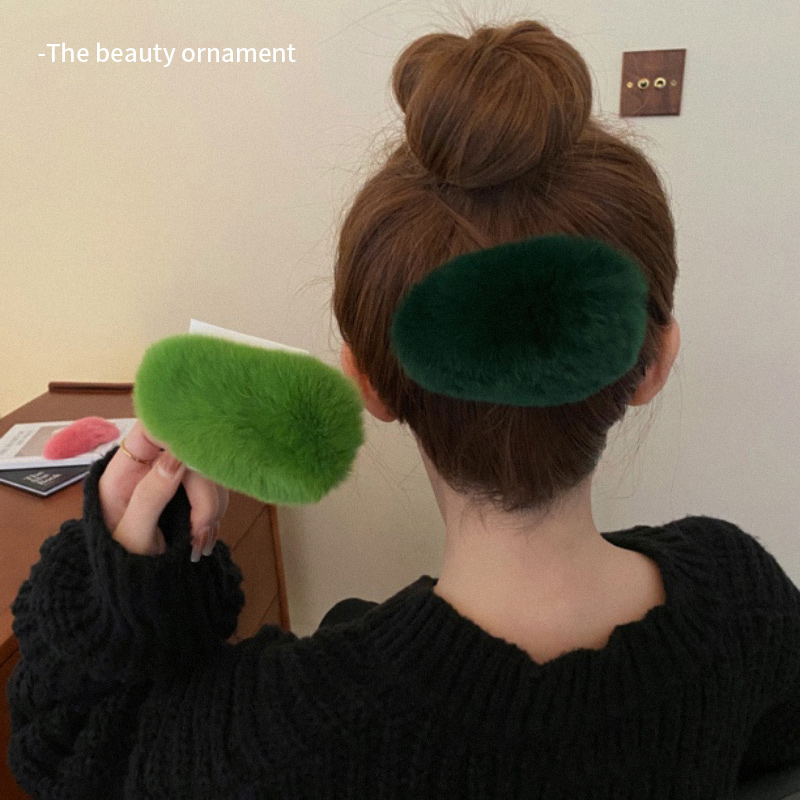 秋冬毛绒芒狗发夹女大号刘海碎发